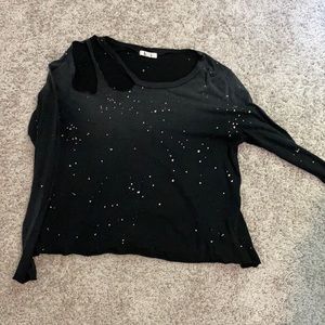 NEVER WORN splatter paint cut out, long sleeve Tee